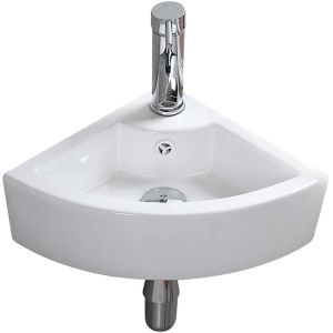 Small Triangle Wall Mount Corner Ceramic Art Basin With Overflow Hole