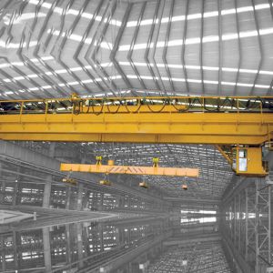Heavy Duty Double Girder Overhead Crane , Electromagnetic Overhead Crane Compact
