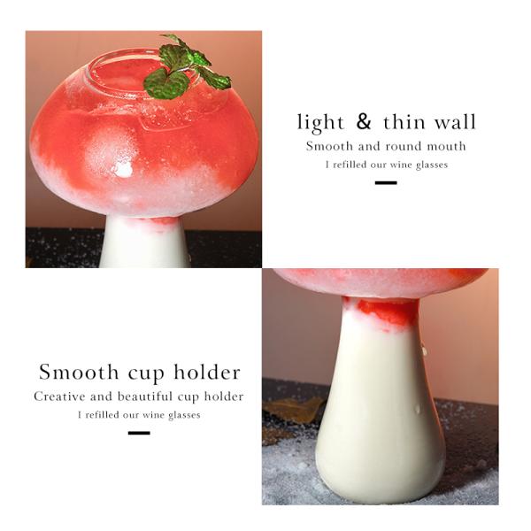 Factory Wholesale 280ml Creative Mushroom Shape Cocktail Glass Juice Cup