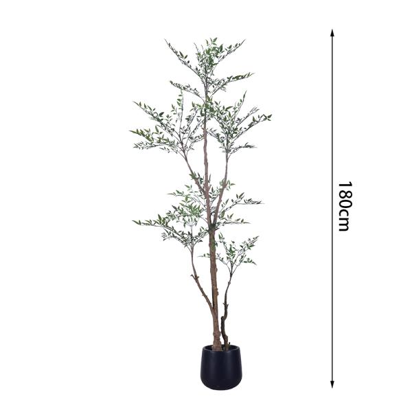 Wholesale Bonsai Red Green Variegated Artificial Plant Nandina Greenery Silk Heavenly Bamboo For Home Garden Outdoor Decor