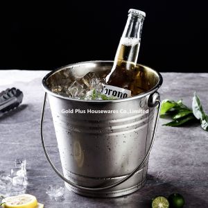 0.8L Promotion outdoor stainless steel ice bucket with handle for bar metal
