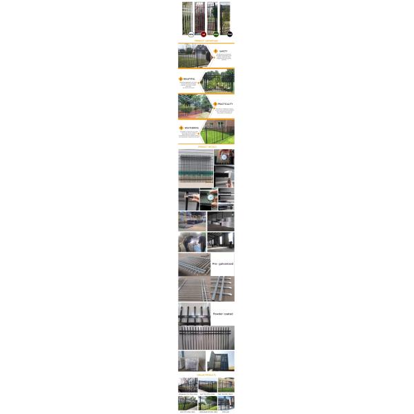 Crimped Spear Stain Black Powder Security Garrison Fencing Panels