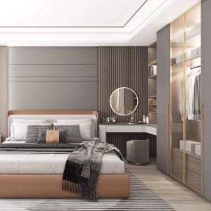 Queen Bedroom Plush Velvet Wooden Vanity Table Makeup Mirrored