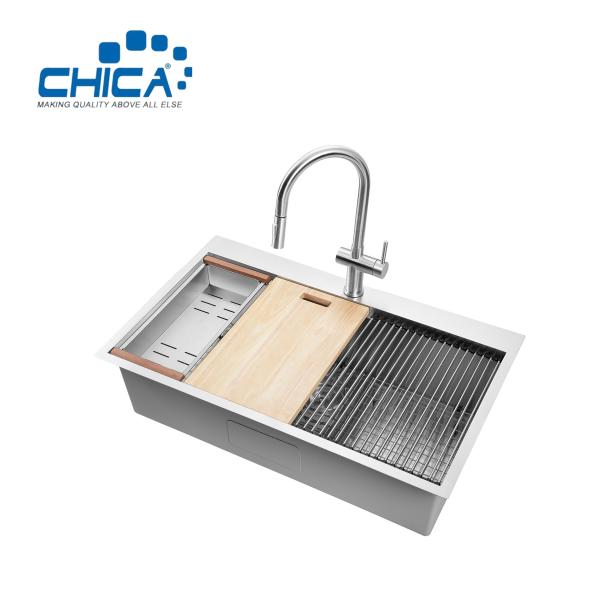 Buy 30x22x10cm Hot Sale Single Bowl Handmade House Kitchen Sinks Cheap Stainless Steel Kitchen Sinks With Faucet at wholesale prices