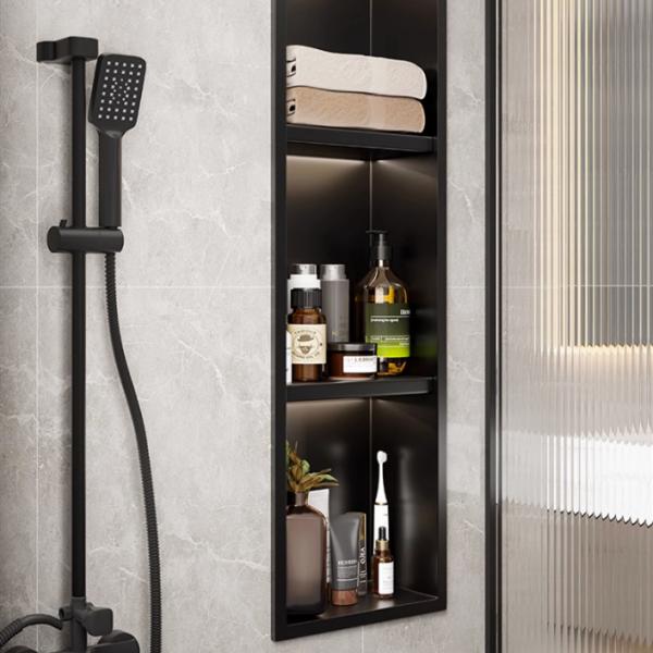 Electroplated Stainless Steel Shower Niche with Waterproof LED Strip Lights Materials