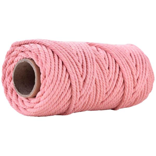 50m Dusty Pink Macrame Cord 5mm ISO9001 Pink Cotton Rope 3 Strands