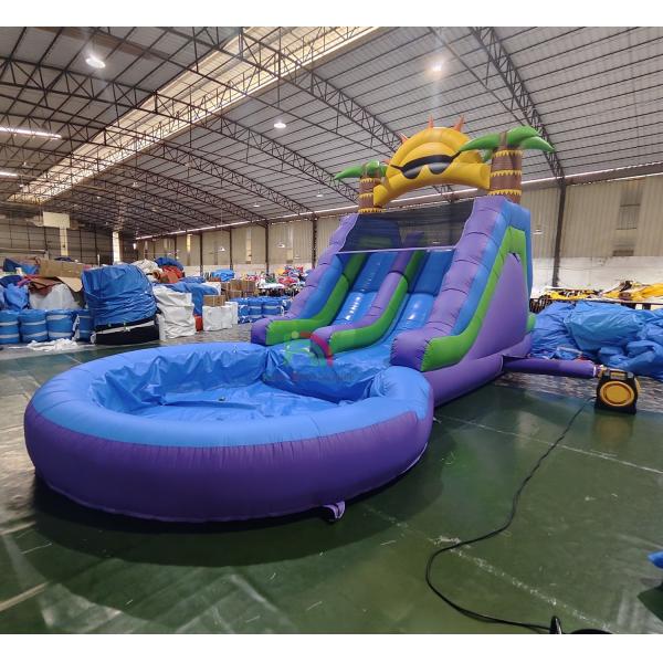 Commercial Waterslide Grade Full PVC Double Lane Inflatable Water Slide With Airtight Splash Water Pool