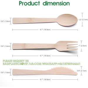 Pre Rolled Bamboo Cutlery Pack Bamboo Utensils (6.7" 25 Forks 25 Spoons 25