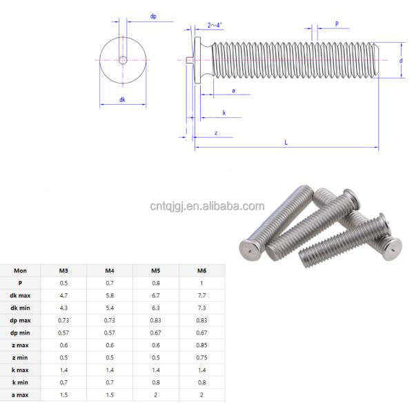 Carbon Steel Copper Plated Cd Stud Welding Iso 13918 Spot Weld Stud for Shipbuilding DIN Standard ZINC Finish Fastener