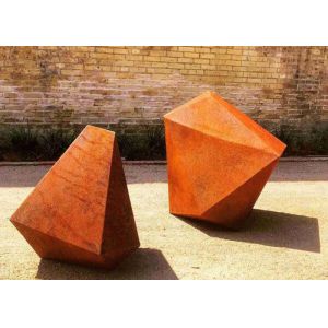 China Metal Abstract Garden Decoration Corten Steel Geometry Sculpture on sale