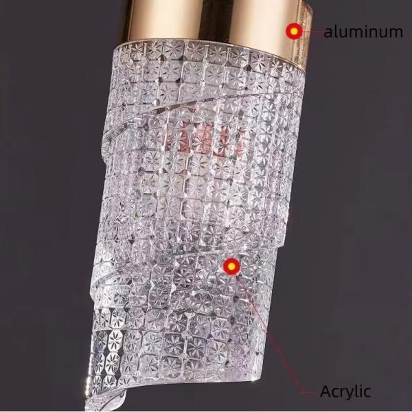 Custom LED Villa Hotel Staircase High Decor Lamp Modern Acrylic Chandelier Pendant Light 30000 Hours Lifespan