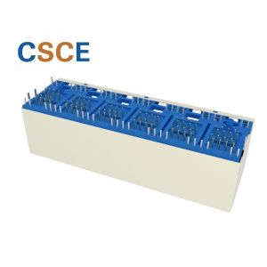 FCC CE Stacked 2x6 RJ45 Ethernet Connector / Metal Shielded Dual Deck Connector