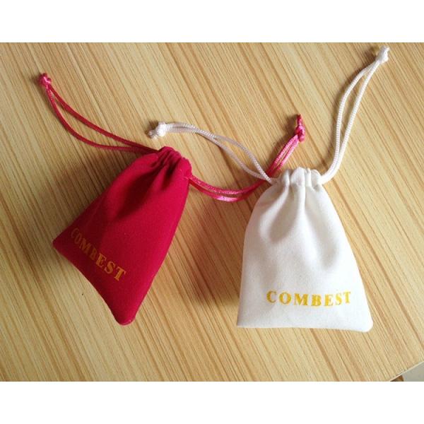 Embossed Logo Jewelry Drawstring Eco Friendly Velvet Gift Pouches