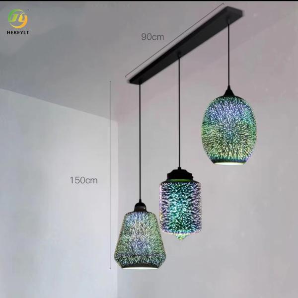 CE E27 Modern Kitchen Pendant Lights 3d Stained Glass Decor For Restaurant Bar Chandeliers
