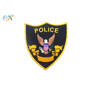 Twill Background Fabric Police Embroidered Patch For Uniform Garments