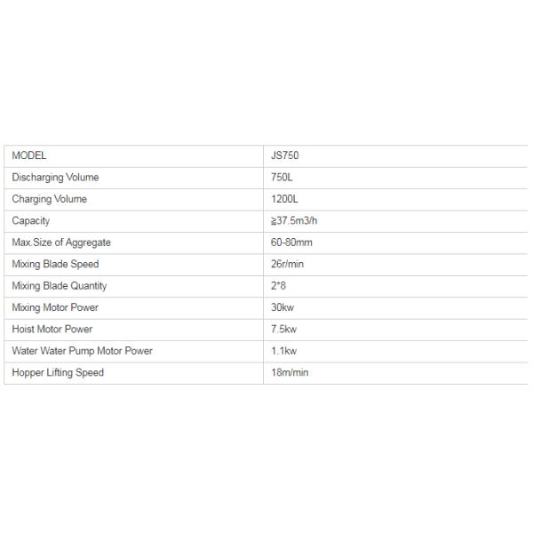 XDEM JS750 Concrete Batching Mixer Plant 3500 Kg 30kw 80mm