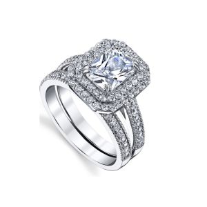 1.2ct Diamond Engagement Wedding Rings 5x7mm Dimension Emerald Cut