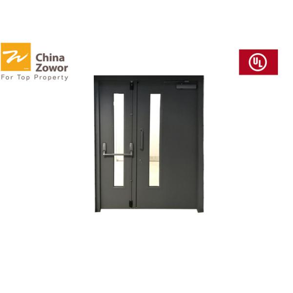 Double Swing Metal Fire Safety Door With Vision Panel/ Red Color/ Powder Coated