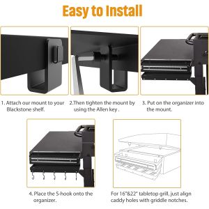 Free Installation BBQ Caddy with Knife Holder for 28" 36" Griddle Gas Grill