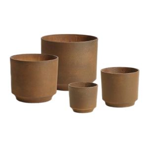 China Round Indoor Outdoor GRC Planter Pots Hand Carved Surface Scrubbed on sale