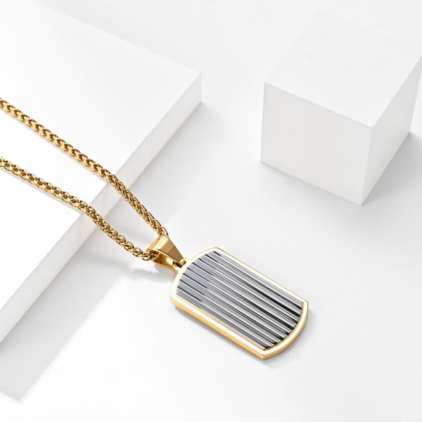 In Stock Stainless Steel Square Men's Pendants Non Tarnish Necklaces Wholesale 2 colors available