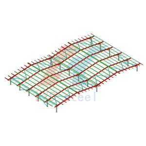 Prefabricated Industrial Metal Warehouse Multi Span Structural Steel Beams And