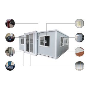 Expandable Container House 56 Square Meter Floor Area 50mm Rockwool Sandwich