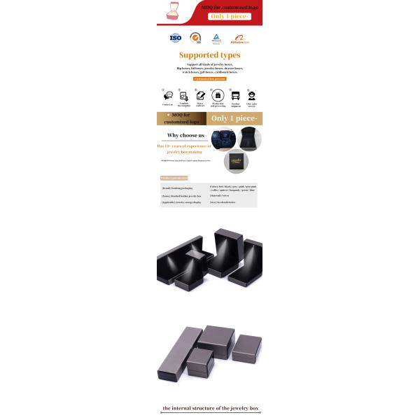 Hanhong Custom Logo LED Light Jewelry Packaging Box in Gray for Bracelet Necklace and Ring