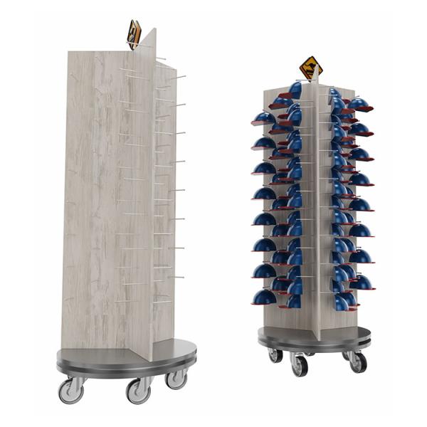 Buy Three Sided Rotating Display Stand Cap Display Stand With Customized Logo at wholesale prices