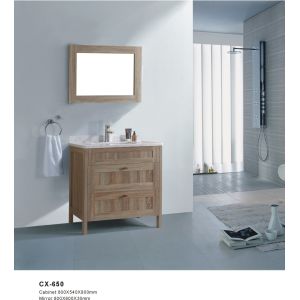 China Two Drawers PVC Bathroom Cabinet With Wood Grain Freestanding Install on sale