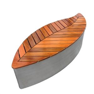 Support Custom Leaf Shape Outdoor Stainless Steel Wood Slat Bench
