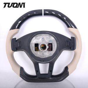 Beige Perforated Leather Mercedes Benz Steering Wheel Carbon Fiber