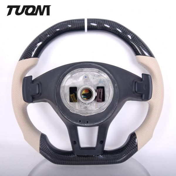 Beige Perforated Leather Mercedes Benz Steering Wheel Carbon Fiber