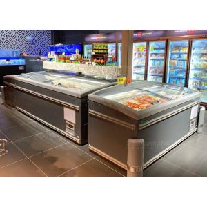 2.5m Gray Color Commercial Display Freezer With Tempered Glass 1040L Capacity