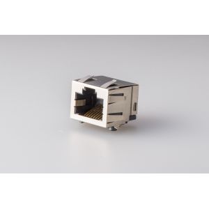 Modular Shielded RJ45 Jack , PCB Mount RJ45 Connector 8P8C Single Port With LED