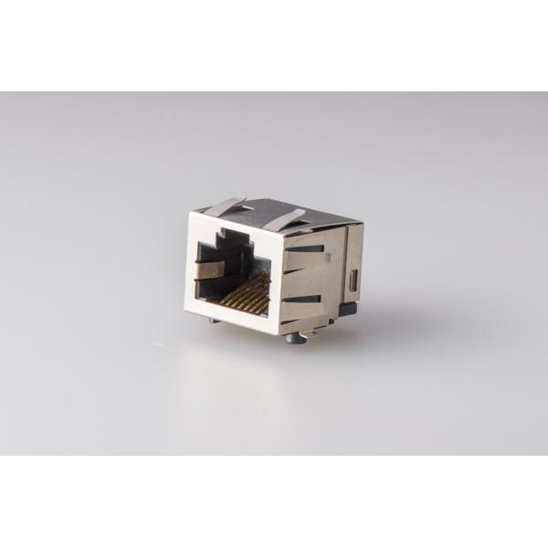 Modular Shielded RJ45 Jack , PCB Mount RJ45 Connector 8P8C Single Port With LED