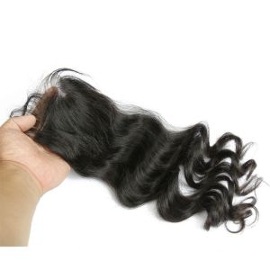 Unprocessed Virgin Indian Hair Loose Wave Closure Indian Temple Hair Natural