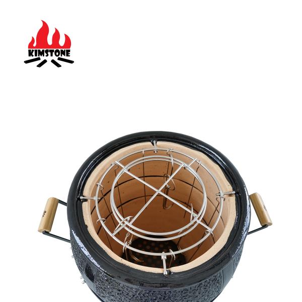 Kimstone High Quality 21 Inch Ceramic Charcoal Smoker Grill Tandoor Oven Big Space Hanging Grill Portable for Outdoor & Indoor