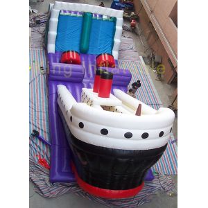 CE Green Huge Inflatable Obstacle Course Dry Slide With Climbing Wall