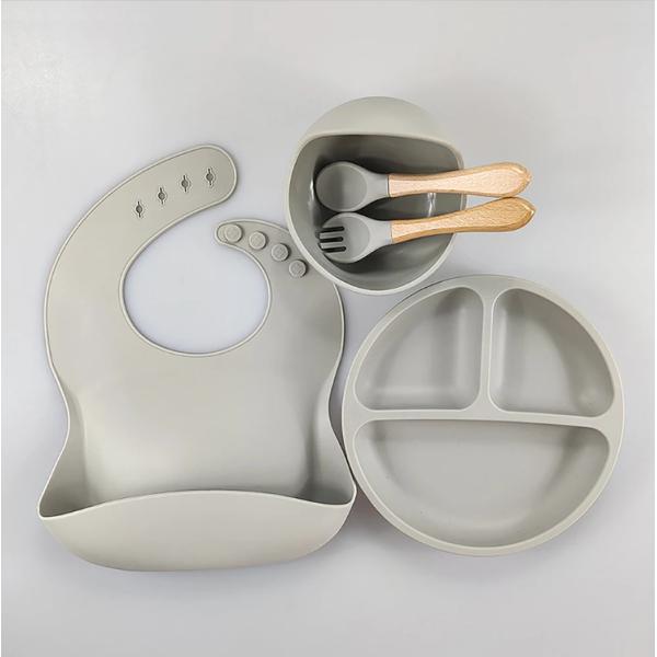 Silicone Baby Feeding Set Bpa Free Dinnerware Type with Bowl Bottle Spoon and Bib