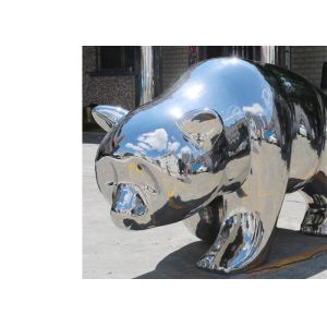 Contemporary Mirror Stainless Steel Bear Sculpture 55cm Height