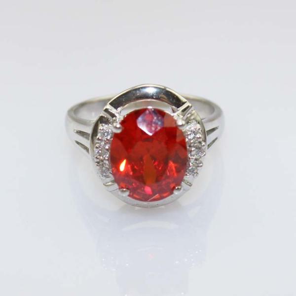 White Gold Plated 925 Silver Jewelry 8mmx10mm Oval Pink Cubic Zircon Ring(R0076)