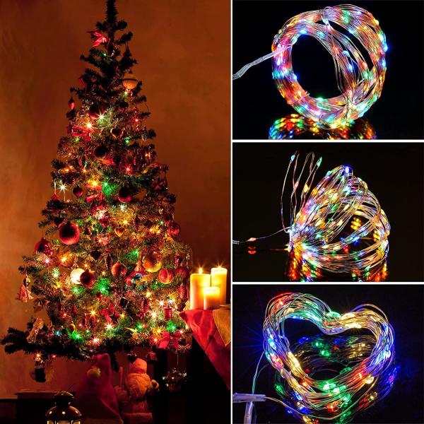 Bright Battery Operated Fairy Lights 60 LED Silver Wire Waterproof Christmas Decorations