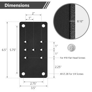 Black Steel Plate Post Anchor Base 2 pc for Wood Joint Wood Fence and Mail Post