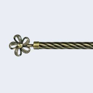 Anti-Brass Beaded Flower Finial Iron Material 3-Meter Twisted Curtain Rod With