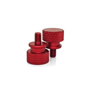 Red Anodized Aluminum Thumb Screw – High-Collar Design for PCB Heat Sink Mounting (M3-M5)
