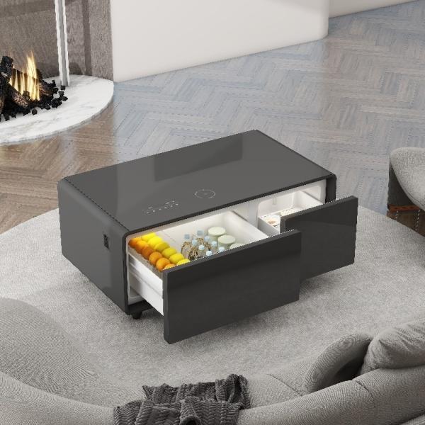 Smart Coffee Table with Built-in Refrigerator Speaker and LED Light 2024 Primst