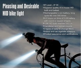 550Lm Newest Super Quality Weatherproof Japan PSE Rechargeable Bike HID Driving
