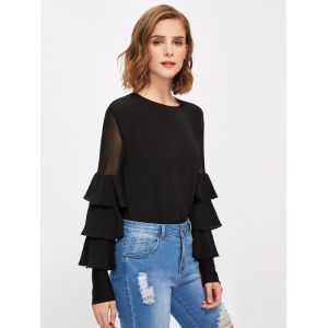 Guangzhou Clothing Factory Office Bell Sleeve Lady Blouse