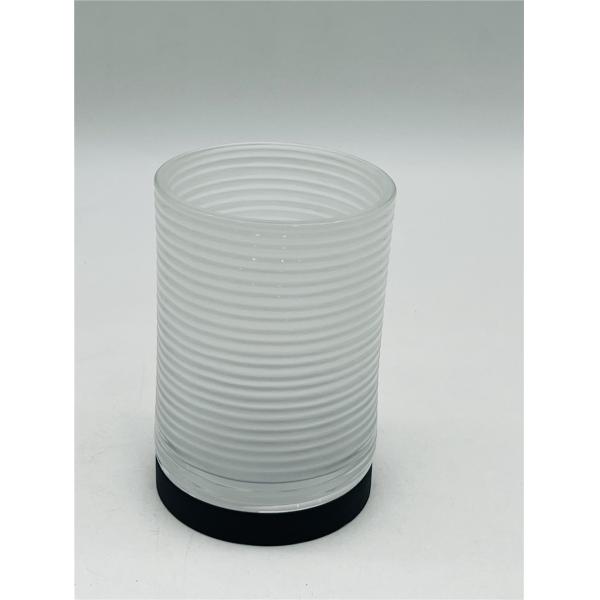 Milky White Glass Bath Accessories Set Round With Circle Line Lotion Dispenser Modern Set